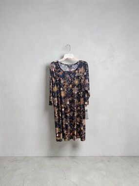 MSK Paisley Floral Dress Grommets Womens 2X Navy Blue New